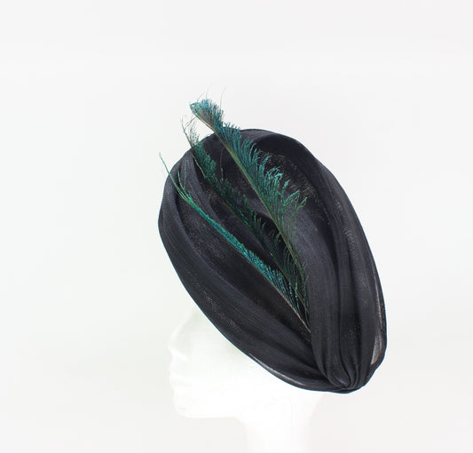 Tocado Negro Pavo Real