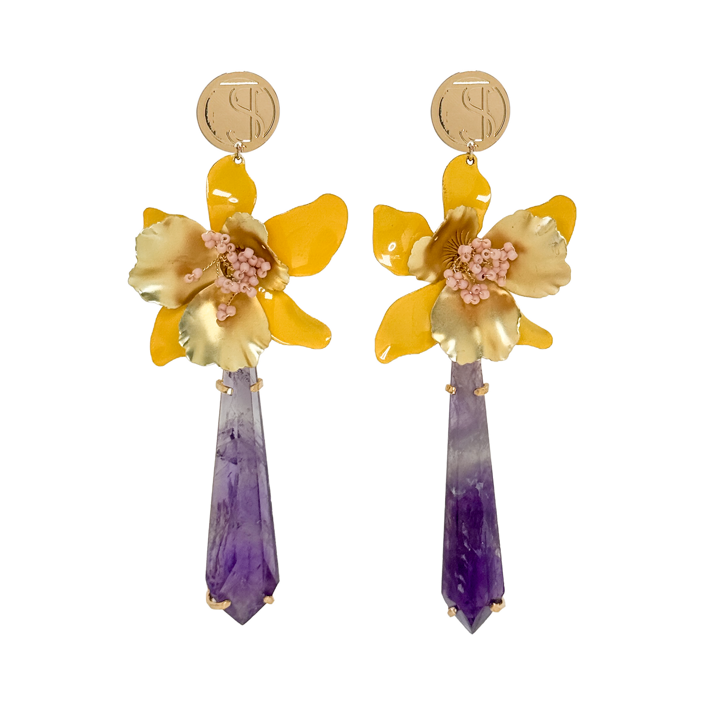 Amethyst Flower Bloom Earrings