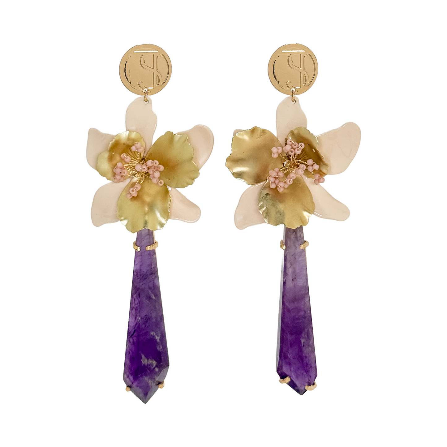 Amethyst Flower Bloom Earrings
