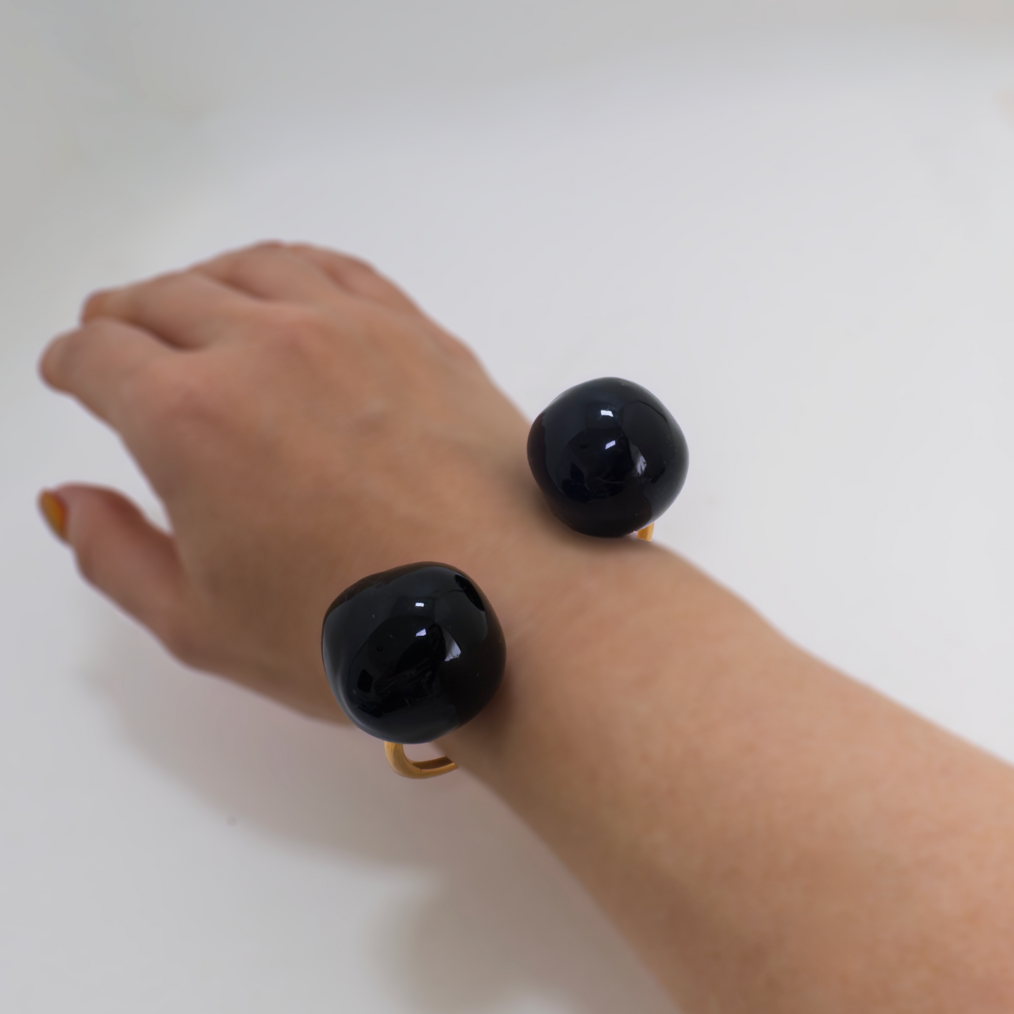 Sculptural Orb Cuffs — Black Edition