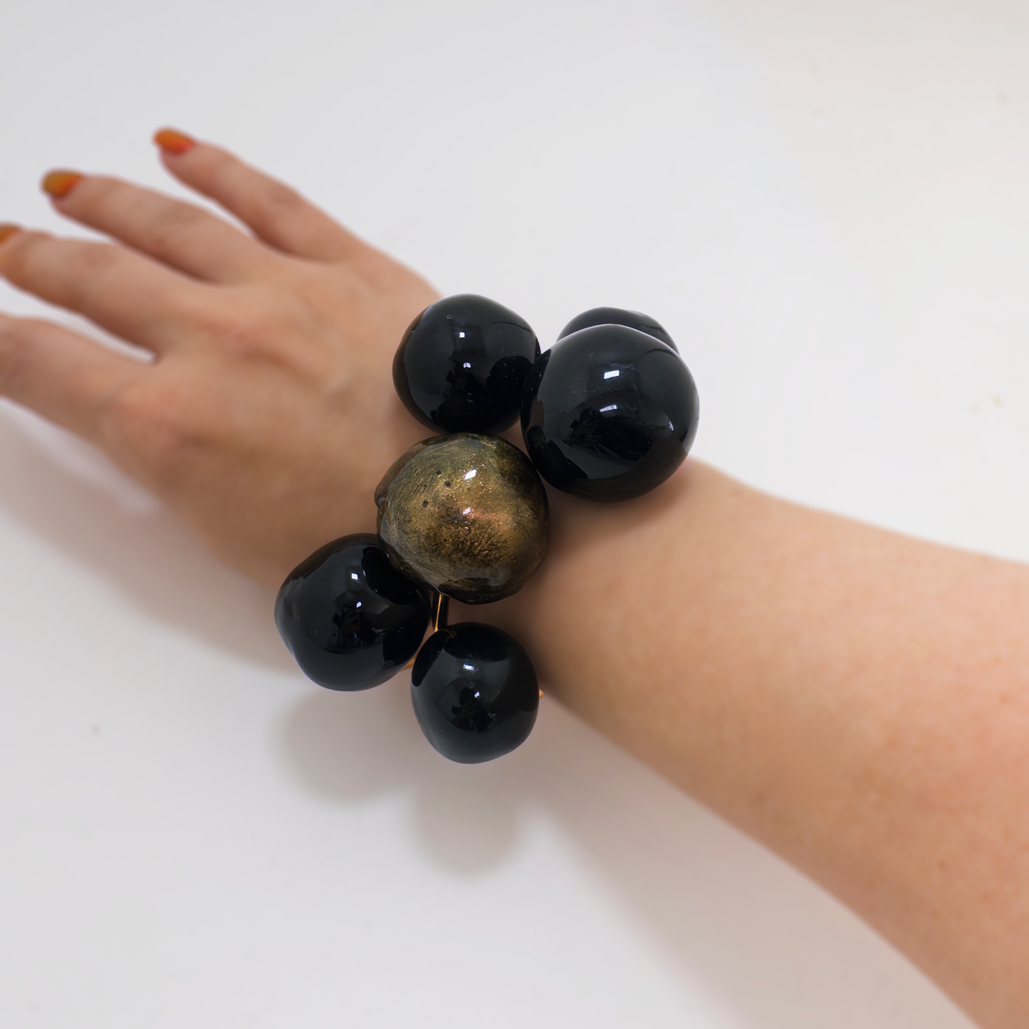 Sculptural Orb Cuffs — Black Edition
